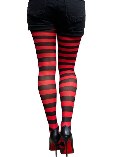 Malka Chic Red Striped Tights For Women Available In Plus Size