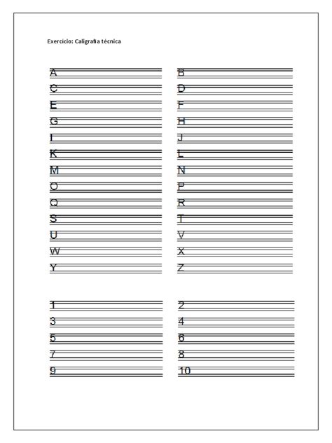 Exercício De Caligrafia Técnica Letras Maiúsculas Pdf