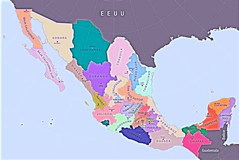 Mapa De M Xico Con Nombres Rep Blica Mexicana Descargar E Imprimir
