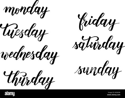 Days Of The Week Brush Calligraphy Stock Vector Image And Art Alamy