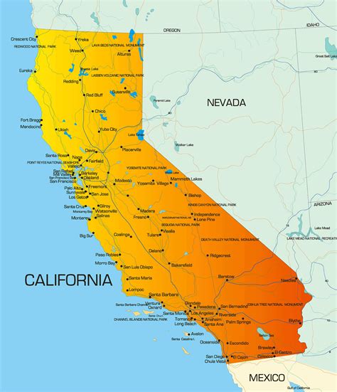 Map Of California With Major Cities World Map