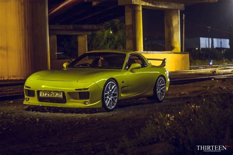 Hd Wallpaper Mazda Rx7 Yellow Yellow Sports Coupe Front Car Auto