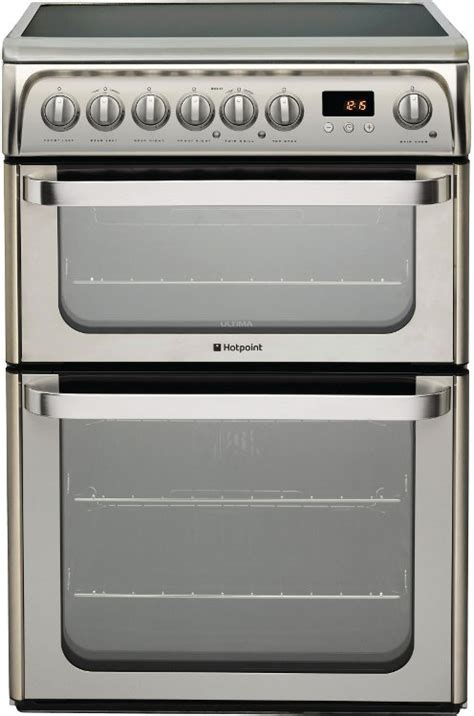 hotpoint ultima hue61 ultima hue61x ceramic electric cooker with double oven hue61x