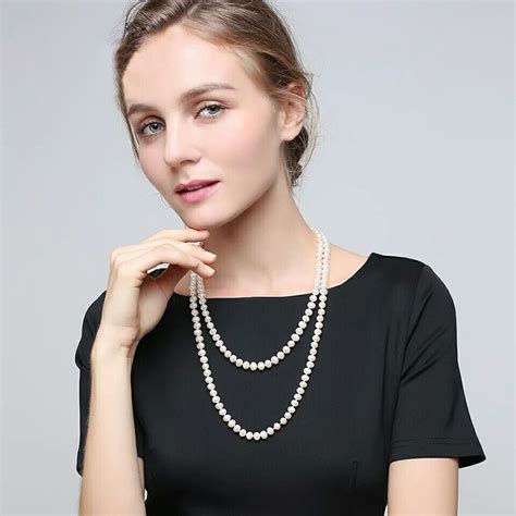 aobei pearl handmade necklace with freshwater pearl and cotton thread pearl necklace long