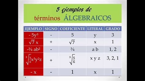 Término Algebraico Clasificación de Términos Algebraicos YouTube