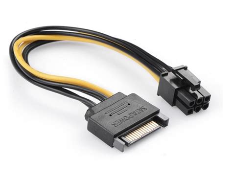 Sata 15 Pin Power To 6 Pin Pci Express Card Power Cable Adapter 8 Inch