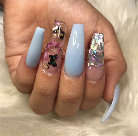 Cloud and butterfly cute nails with. Pin by Angela M Benavides on manicure | Butterfly nail ...