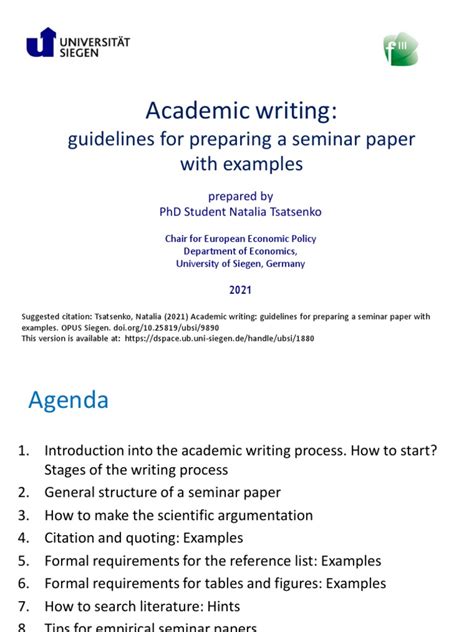 Academic Writing Guidelines For Preparing A Seminar Paper With