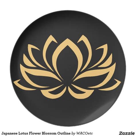 Japanese Lotus Flower Blossom Outline Plate Japanese