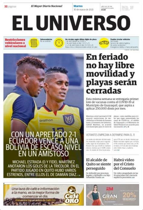 Periódico El Universo Ecuador Ecuador Periódicos De Ecuador Edición De Martes 30 De Marzo