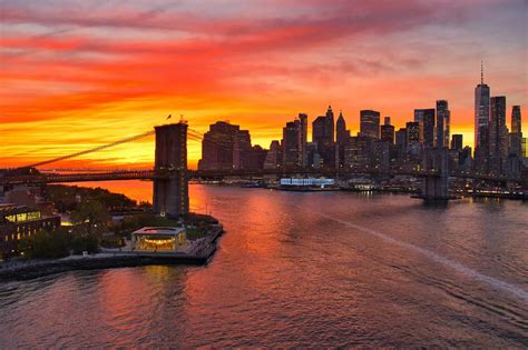 Experiencing A Beautiful Brooklyn Bridge Sunset In New York City