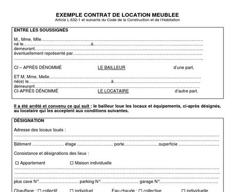 Formulaire Pdf Contrat De Location Meublé