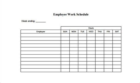 Employee Schedule Template 14 Free Word Excel Pdf Documents