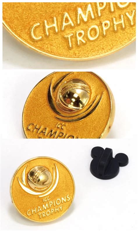 Embossed Champions Trophy Gold Powder Pin Badge Buy Champions Trophy