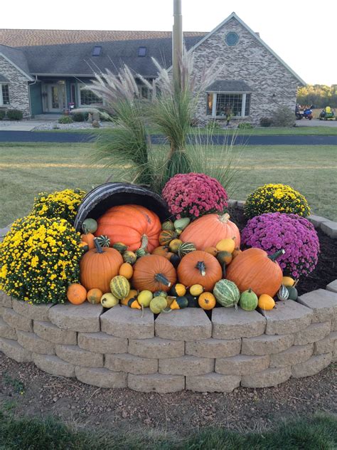 Fall Pumpkin Displays Fall Outdoor Outdoor Ideas Pumpkin Display