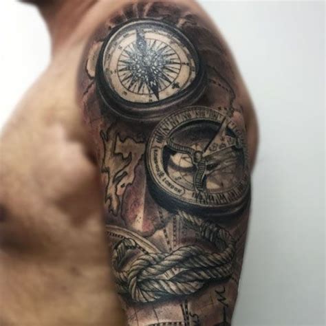 Mens Hairstyles Now Compass Tattoo Cool Shoulder Tattoos Mens