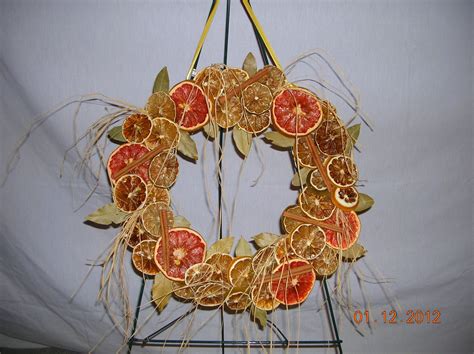 This process requires only one or two days for the oranges to dry enough to be used in your decorations. Dried fruit wreath that I made | Fruit crafts, Christmas ...