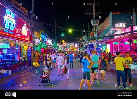Patong Thailand May 1 2019 The Crowd Of Tourists Walks The Night Bangla Road Famous For