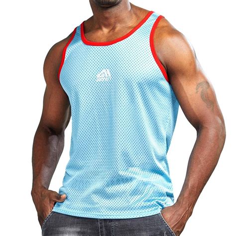 Men Athletic Workout Tank Top Mesh Dry Fit Casual Sleeveless Shirts