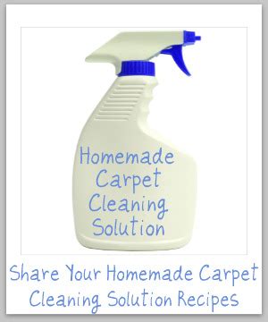 Prepare a mixture of lukewarm water (1 cup) and 1 teaspoon of translucent liquid dishwashing detergent. home made carpet cleaners