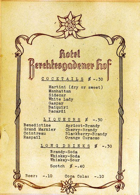 Libero dolore molestiae earum architecto corporis ipsum inventore voluptates. 1947 - Hotel Berchtesgadener Hof Bar Menu | Vintage menu ...