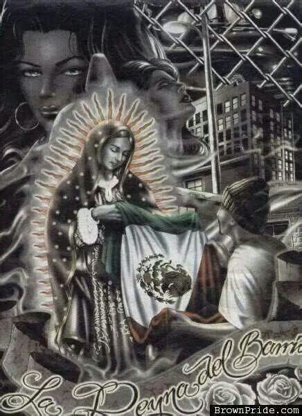 Virgen De Guadalupe Mi Raza Azteca Chicano Drawings Chicano Art