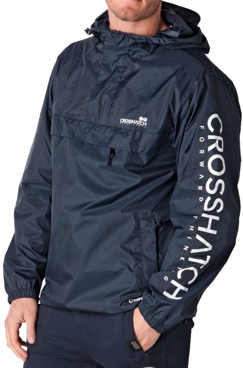 Mens Branded Jacket Crosshatch Hooded Lightweight