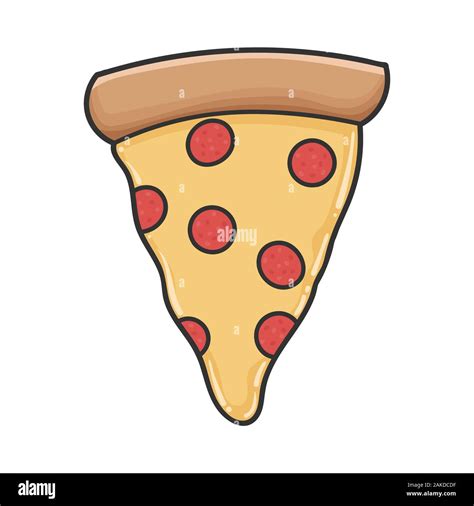 Slice Pepperoni Pizza Design Icon Illustration Isolated On White Stock