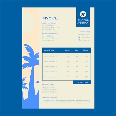 Free Vector Flat Travel Agency Invoice Template