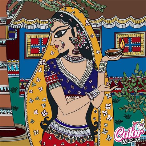 The Queen In Her Garden Indian Folk Art Cheriyal Painting Etsy Artofit