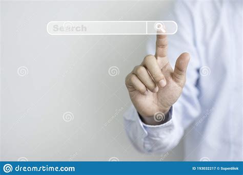 Searching Information Network Concept With Copy Space Businessman Using Hand Input Keyword And