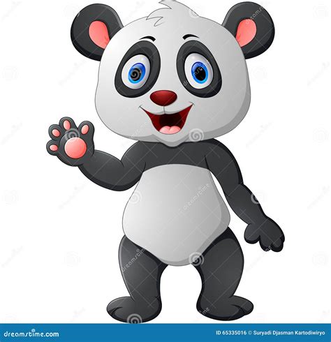 Cute Panda Cartoon Waving Hand Stock Vector Illustration Of Isolated