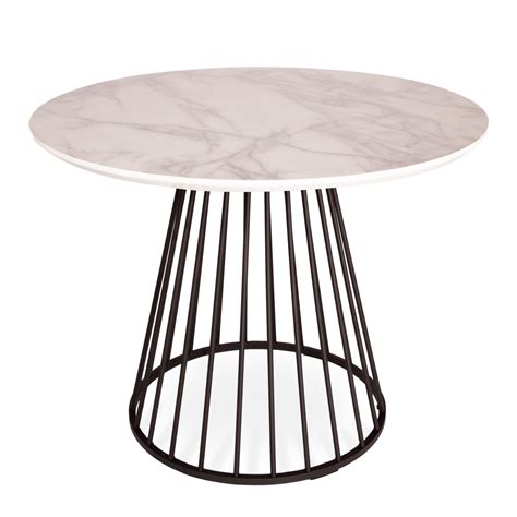Mmilo White Liverpool Marble Table With Black Legs 100cm