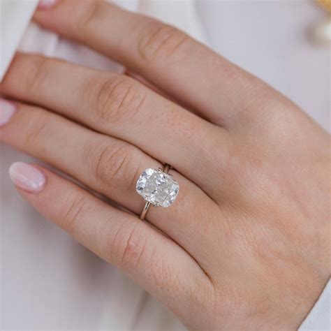 5 Carat Modern White Elongated Crushed Ice Cushion Cut East West Gem Co