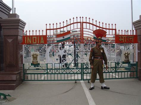 Wagah Border Punjab A Connecting Line The Area Near The Wagah