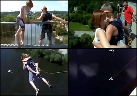 Weirdest Bungee Jump Ever Woman Jumps Off Bridge Without Harness See
