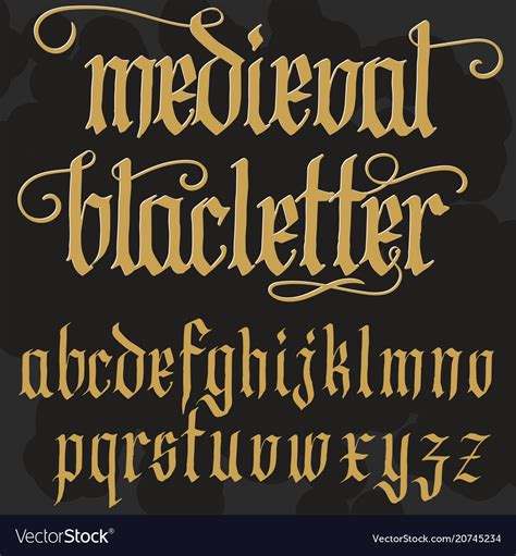 Gothic Alphabet Lowercase Calligraphic Letters Vector Image