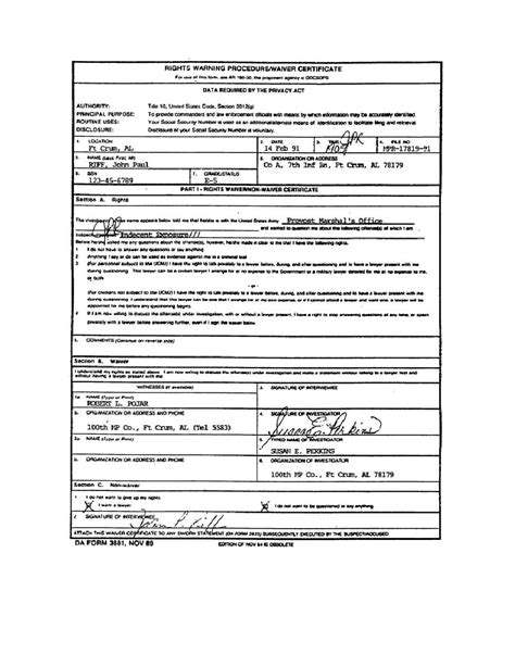 Figure 1 3 Da Form 3881 Warning Procedurewaiver Certificate Signs Front