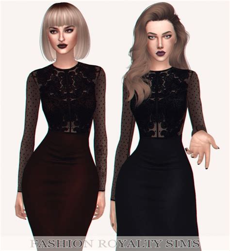 Lace Panel Bodycon Midi Dress At Fashion Royalty Sims Sims 4 Updates