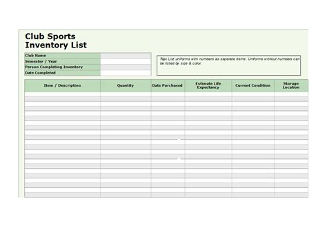 Uniform Inventory Sheet Excel Ms Excel Templates