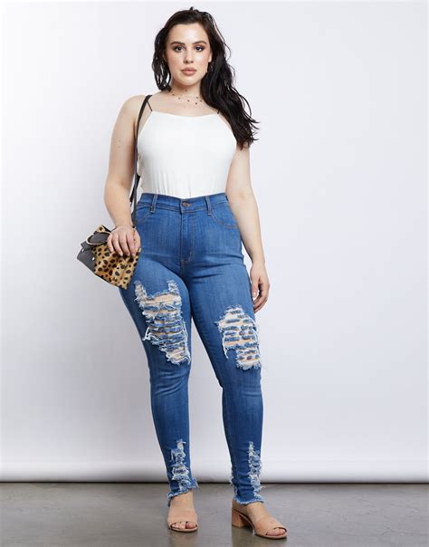 Plus Size Ripped Blue Jeans Best Plus Size Jeans Distressed Jeans 2020ave