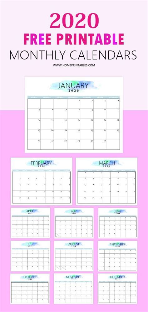 Free 2020 Calendar Printable Simple And Very Pretty Kalender Zum