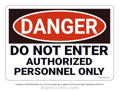 Free Printable Do Not Enter Authorized Personnel Only Danger Sign