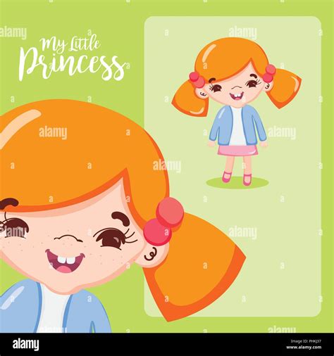 My Little Princess With Beautiful Girl Cartoon Vector Illustration