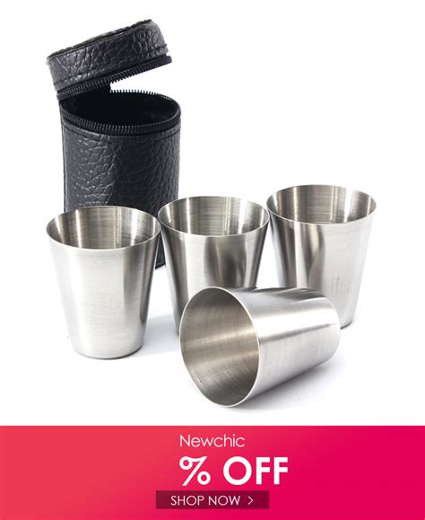 I Found This Amazing 4pcs Camping Travel Stainless Steel Shot Cup Set With Pu Leather With Us 5