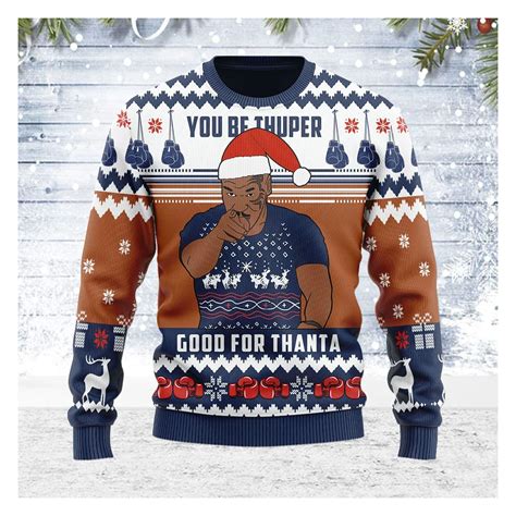 Mike Tyson Merry Christmas Sweater Sold By Iris Muddy Sku