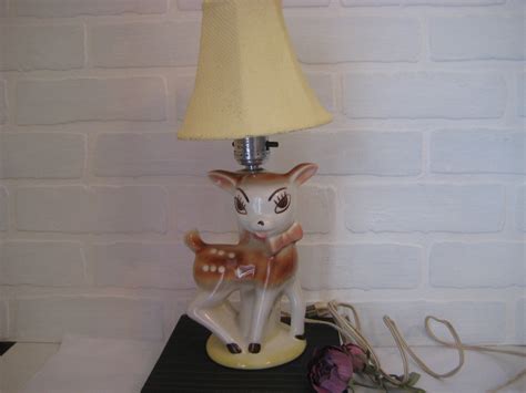 Vintage Bambi Nursery Lamp With Yellow Base And Matching Yellow Etsy