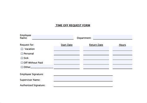 Time Off Request Form Template Pdf Free Form Template Ideas