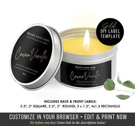 Diy Candle Label Templates Tin Candle Label Custom Product Label Candle
