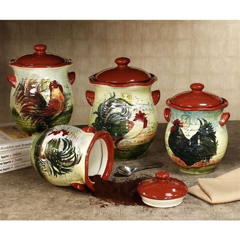 Le Rooster Kitchen Canister Set Kitchens Canister Sets And Kitchen Decor